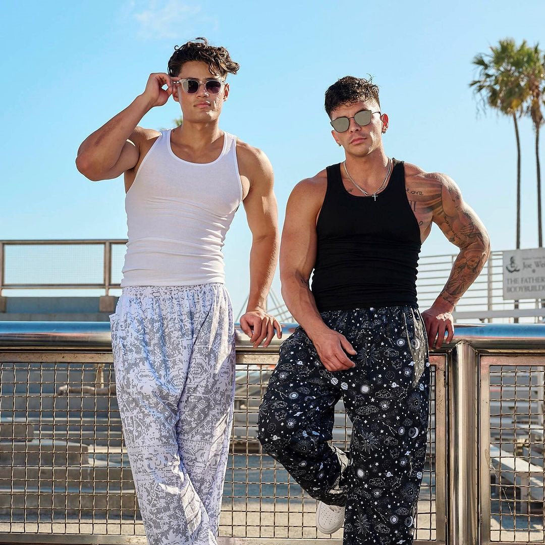 High Elastic Striped Thread American Tight Sports Vest Men's Summer Running I-shaped Quick-drying Workout Sleeveless Top