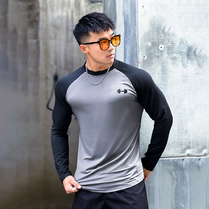 High Elastic Running Workout Long Sleeve Men's Tight Quick-drying