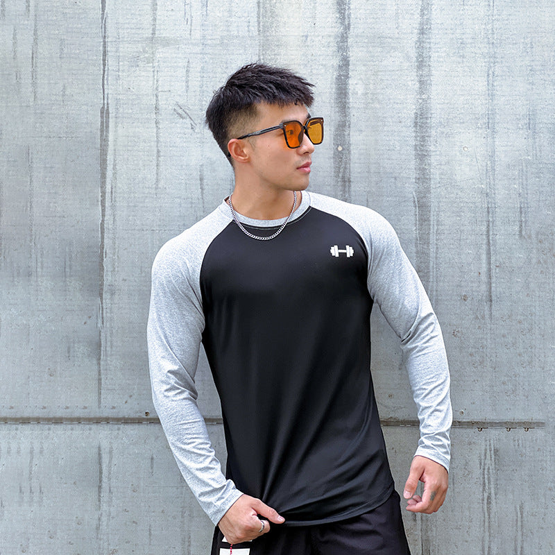 High Elastic Running Workout Long Sleeve Men's Tight Quick-drying