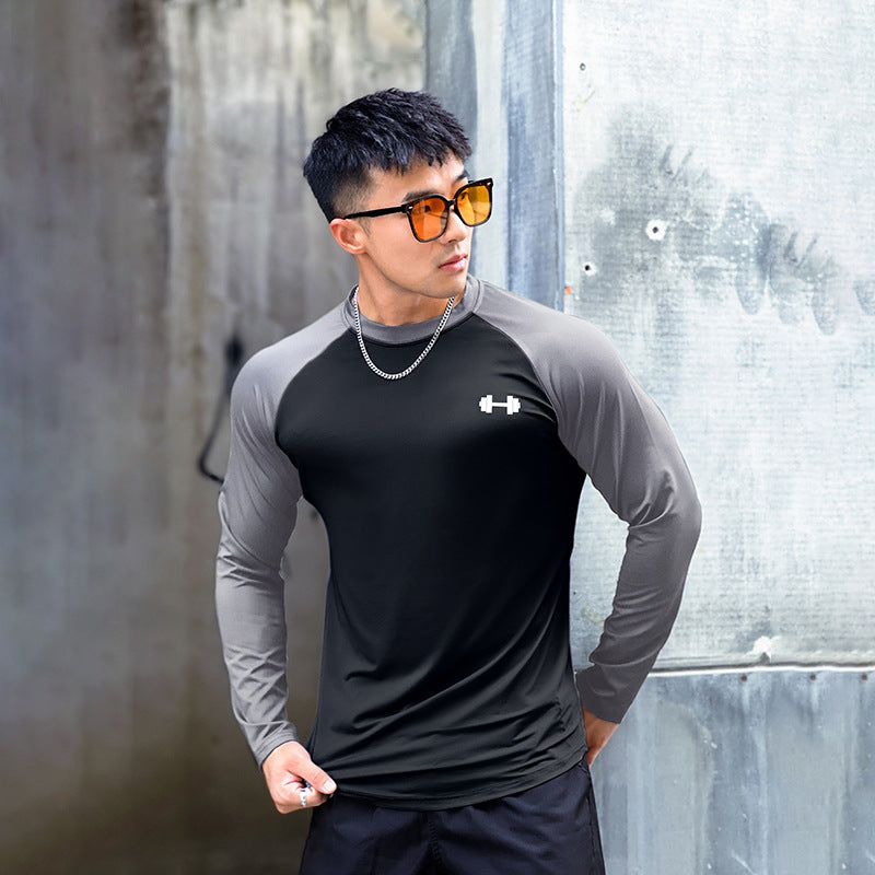 High Elastic Running Workout Long Sleeve Men's Tight Quick-drying