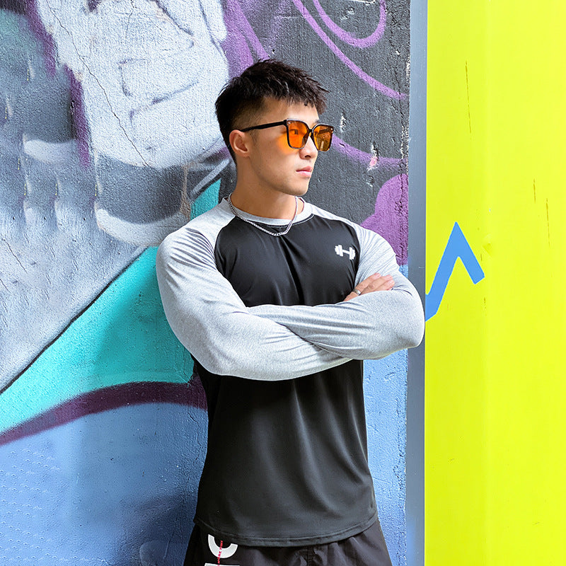 High Elastic Running Workout Long Sleeve Men's Tight Quick-drying