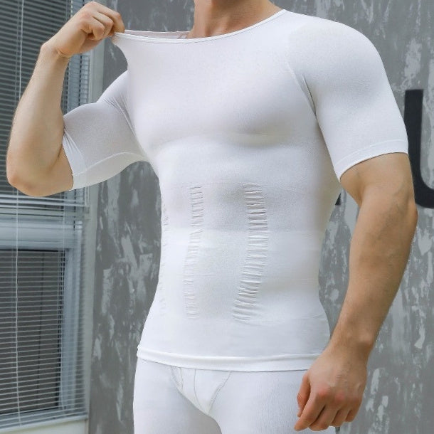 Men's Belly Contracting Chest Cover Sports Workout Bottoming Short Sleeve