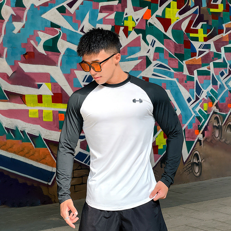 High Elastic Running Workout Long Sleeve Men's Tight Quick-drying