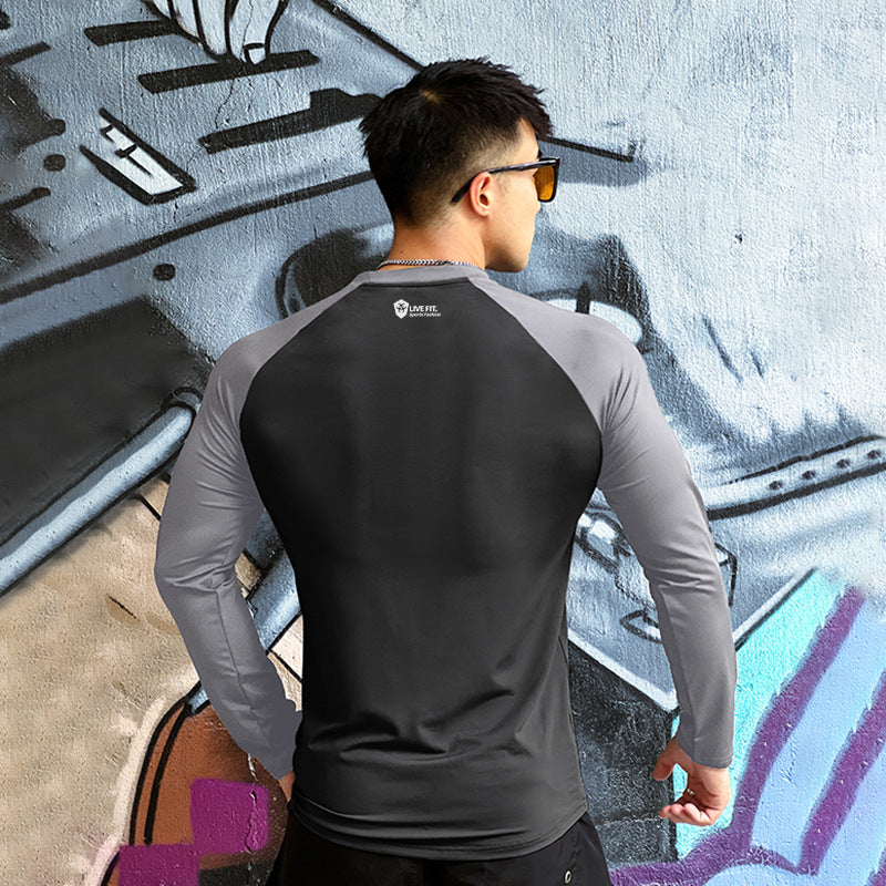 High Elastic Running Workout Long Sleeve Men's Tight Quick-drying