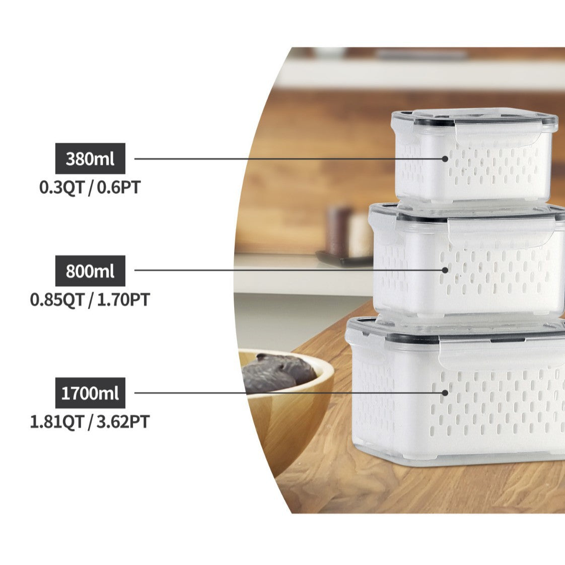 Double-layer Draining Plastic Food Storage Container Set