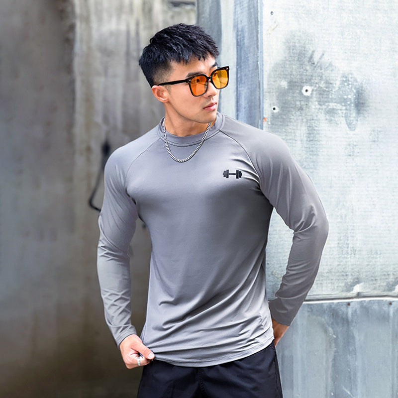 High Elastic Running Workout Long Sleeve Men's Tight Quick-drying