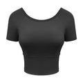 Yoga Clothes Women's Mesh Cross Back Short Sleeve Workout Top